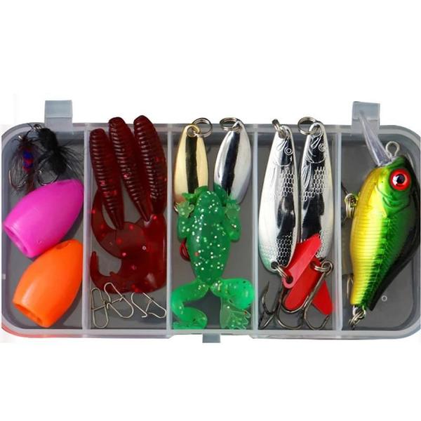 Imagem de Iscas de Pesca Artificiais - Conjunto de Wobblers, Gabaritos e Iscas de Silicone