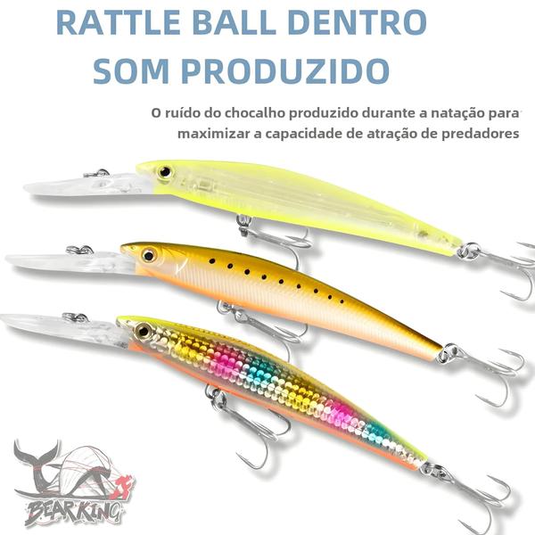 Imagem de Iscas de Pesca Bearking 120mm 22g - Minnow Wobblers de Longa Distância (6-10 Pés)