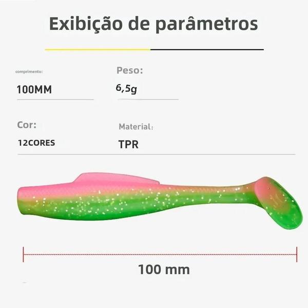 Imagem de Iscas de Pesca Macias 100mm (5 Unidades) - 6,5g TPR - Swimbait Jigging