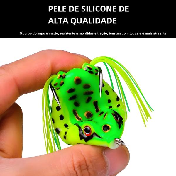 Imagem de Iscas de Sapo de Silicone - 2 Peças com Ganchos - Olhos 3D para Pesca