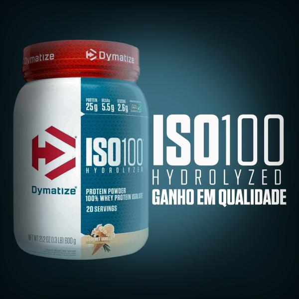 Imagem de Iso 100 Dymatize Whey - Hidrolisada e Isolada  Sabor Gourmet Baunilha 600g