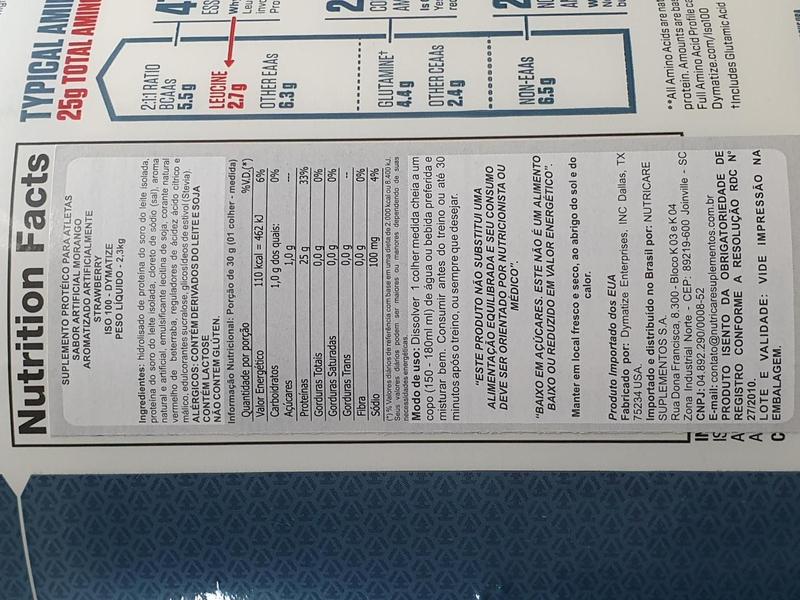 ISO 100 Whey Protein Isolado 100% Hidrolisado (2300g) Dymatize Nutrition Imagem de ISO 100 Whey Protein Isolado 100% Hidrolisado (2300g) Dymatize Nutrition