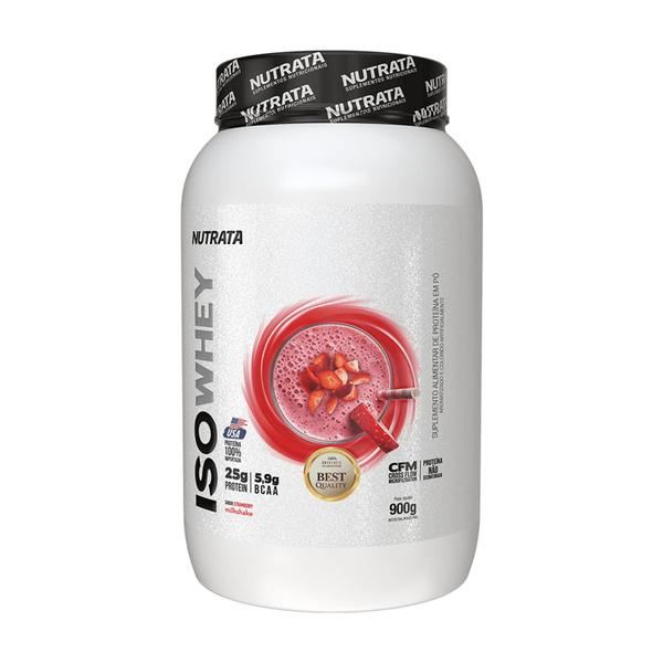 Imagem de Iso whey milkshake morango pt 900g nutrata