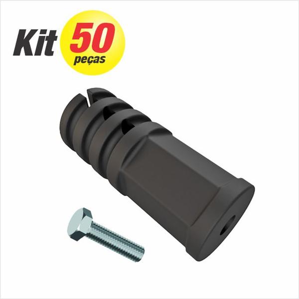 Imagem de Isolador C/Parafuso Sextavado Preto Kit 50 Peças