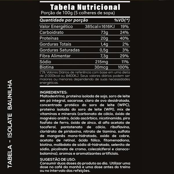 Imagem de Isolate Mass Hipercalorico Proteinas Nobres 2 Kg Baunilha