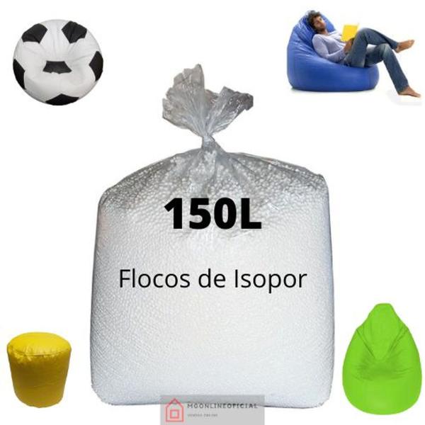 Imagem de Isopor Flocado Triturado 150 Litros Enchimento Puff Maça