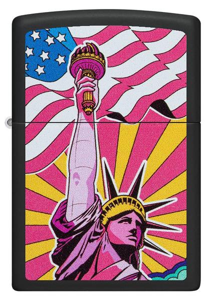 Imagem de Isqueiro de bolso Zippo Lady Liberty Design preto fosco