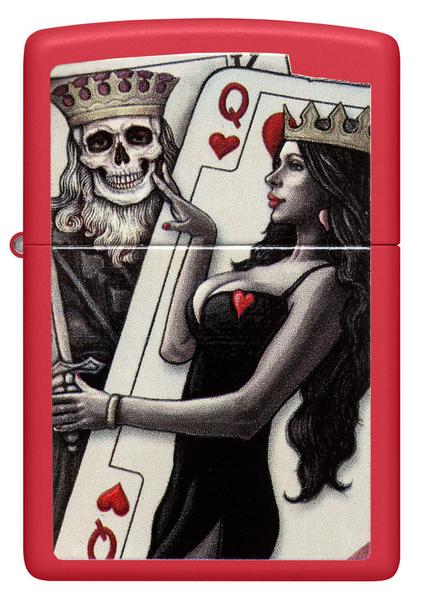 Imagem de Isqueiro de bolso Zippo Skull King Queen Beauty Red Matte