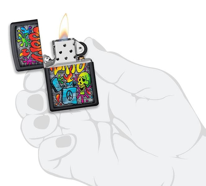 Imagem de Isqueiro de bolso Zippo Street Art Design preto fosco