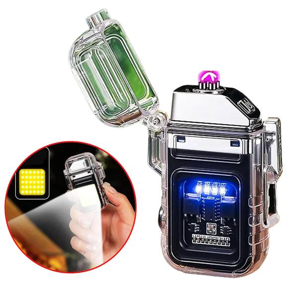 Isqueiro Elétrico A Prova De Vento Com Lanterna Iluminação Forte, Médio e Strobo Recarregável TB1906 - Luck Imagem de Isqueiro Elétrico A Prova De Vento Com Lanterna Iluminação Forte, Médio e Strobo Recarregável TB1906
