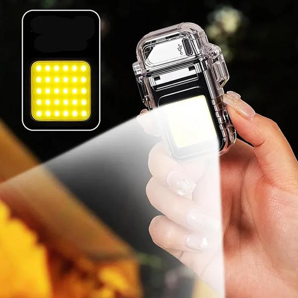 Isqueiro Elétrico A Prova De Vento Com Lanterna Iluminação Forte, Médio e Strobo Recarregável TB1906 - Luck Imagem de Isqueiro Elétrico A Prova De Vento Com Lanterna Iluminação Forte, Médio e Strobo Recarregável TB1906