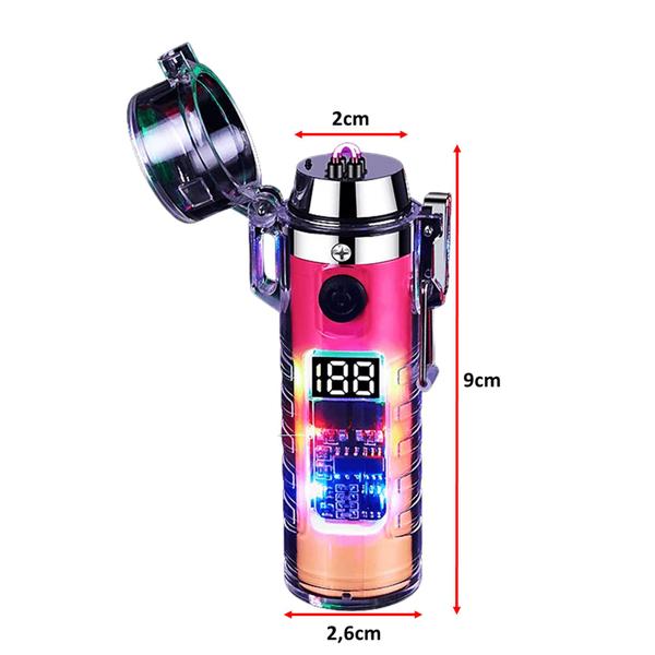 Imagem de Isqueiro Elétrico A Prova De Vento Plasma Com Lanterna Recarregável Degradê HB2561