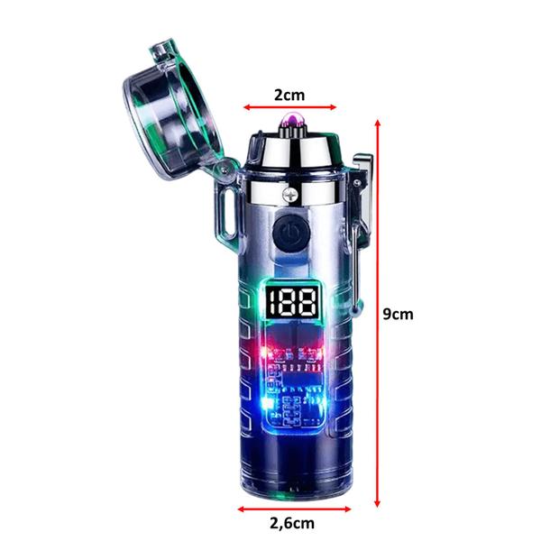 Imagem de Isqueiro Elétrico A Prova De Vento Plasma Com Lanterna Recarregável Degradê HB2561