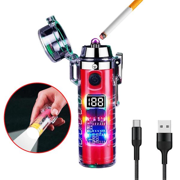 Imagem de Isqueiro Elétrico A Prova De Vento Recarregável Com Lanterna Micro Usb Design Lindo Degradê HB2561