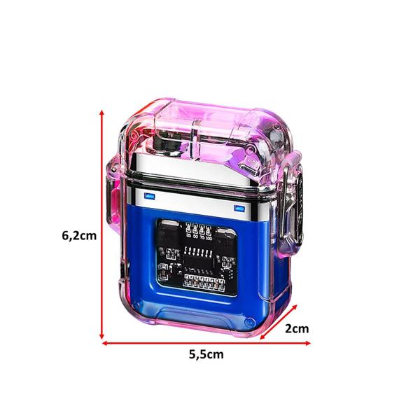 Imagem de Isqueiro Elétrico Plasma Recarregável USB Com Lanterna A Prova De Vento Futuristico TB1905