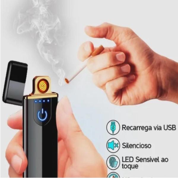 Imagem de Isqueiro Eletrônico Recarregável Usb Touch A Prova De Vento Super Luxo Acendedor Portátil 