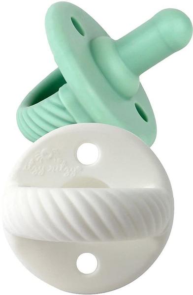 Imagem de Itzy Ritzy Sweetie Soother Pacifier Set de 2 - Pacifiers recém-nascidos de silicone com alça dobrável & dois orifícios de ar para maior segurança Conjunto de 2 em Mint & White, Ages Newborn & Up