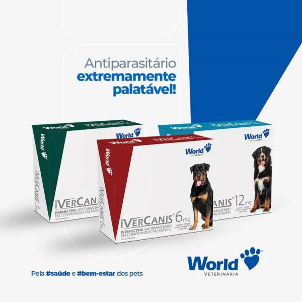 Imagem de Ivercanis para carrapato, pulgas e sarna World 10 Und 6mg ivercanis até 30kg