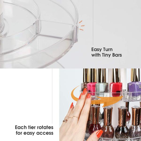 Imagem de J JACKCUBE DESIGN Acrilic Rotating Nail Polish Display Stand Rack spinning Comporta 115 - 195 garrafas, organizador de suporte de armazenamento de 5 níveis para esmalte, maquiagem, óleo essencial e muito mais- MK548A