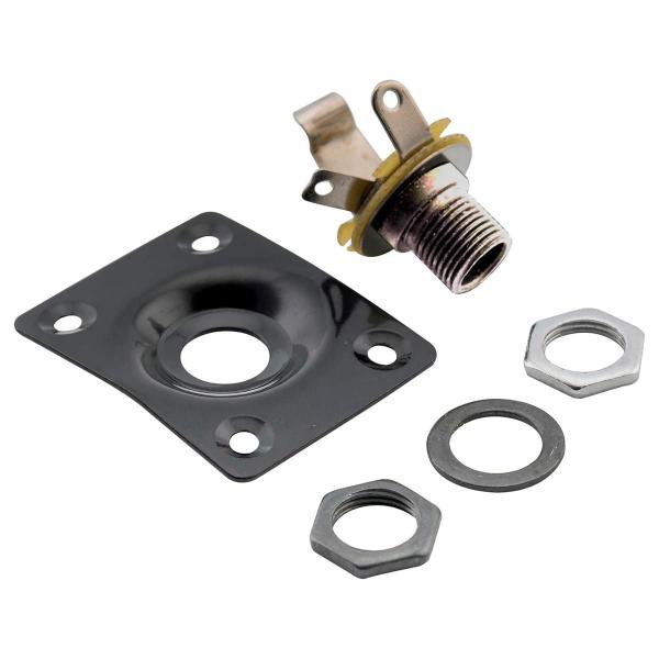 Imagem de Jack Plate Curvo Retangular Metal + Conector P10 Mono Para Guitarra