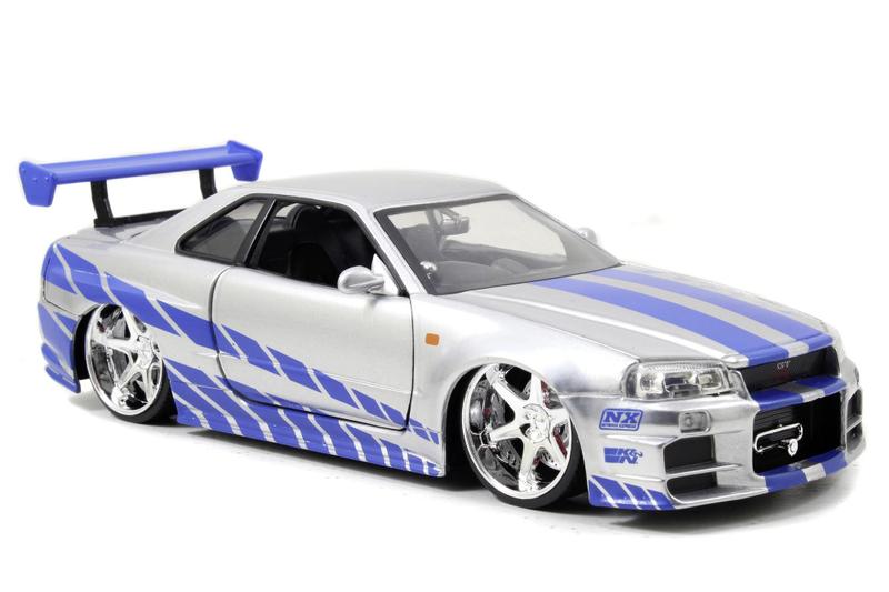 Imagem de Jada Toys Fast & Furious Brian's 2002 Nissan Skyline R34 Die-cast Carro, 1:24 Escala, Prata & Azul