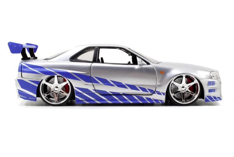 Imagem de Jada Toys Fast & Furious Brian's 2002 Nissan Skyline R34 Die-cast Carro, 1:24 Escala, Prata & Azul