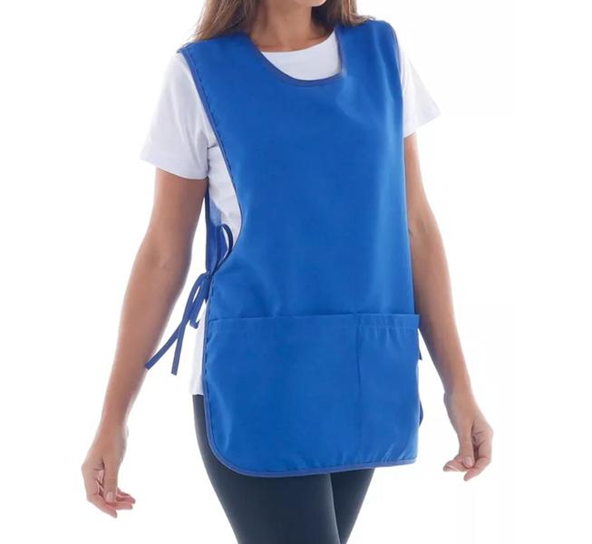 Jaleco Avental Bata Cozinha Limpeza - 2 bolsos Amarras laterais - Tam. Único Kit 5 Unid. Azul Royal - Sanrê Imagem de Jaleco Avental Bata Cozinha Limpeza - 2 bolsos Amarras laterais - Tam. Único Kit 5 Unid. Azul Royal