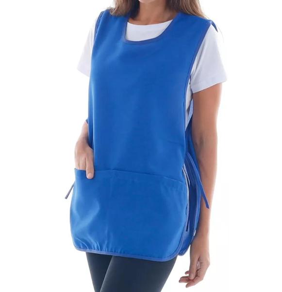 Jaleco Avental Bata Cozinha Limpeza - 2 bolsos Amarras laterais - Tam. Único Kit 5 Unid. Azul Royal - Sanrê Imagem de Jaleco Avental Bata Cozinha Limpeza - 2 bolsos Amarras laterais - Tam. Único Kit 5 Unid. Azul Royal