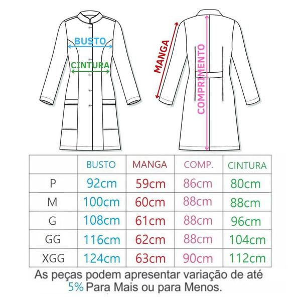 Jaleco Feminino Acinturado Gola Padre Oxford branco preto!!! - Visual Uniformes Imagem de Jaleco Feminino Acinturado Gola Padre Oxford branco preto!!!