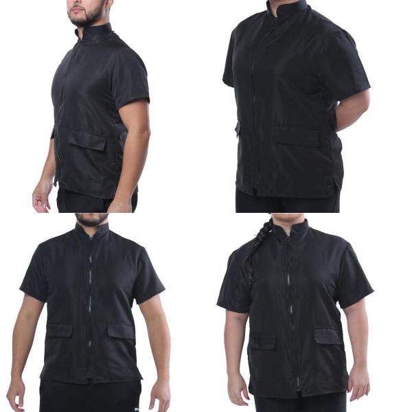 Imagem de Jaleco Groomer Uniforme Tosador Unissex Pet Shop Preto Liso