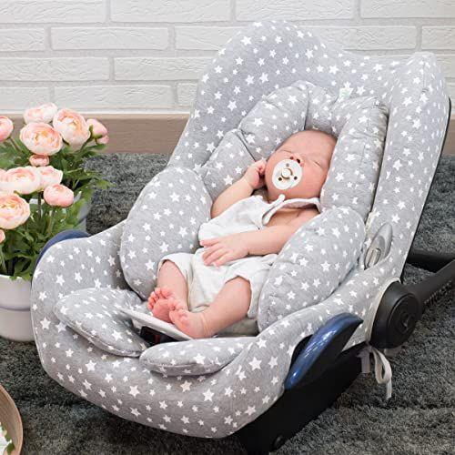 Imagem de JANABEBE Redutor Almofada Infant Head & Baby Body Support Antialérgico 100% Algodão (Suporte à cabeça, corpo e costas, estrela branca) 3 partes