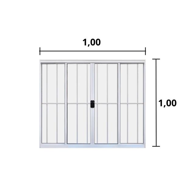 Janela 4 Folhas de Correr C/ Grade 1.00 X 1.00 Alumínio Branco Linha Modular - Hale Imagem de Janela 4 Folhas de Correr C/ Grade 1.00 X 1.00 Alumínio Branco Linha Modular - Hale