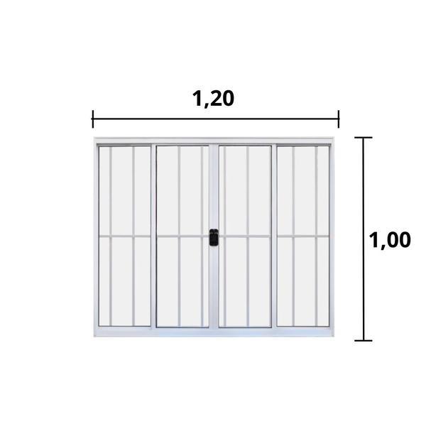Janela 4 Folhas de Correr C/ Grade 1,00 X 1.20 Alumínio Branco Linha Modular - Hale - Hale Imagem de Janela 4 Folhas de Correr C/ Grade 1,00 X 1.20 Alumínio Branco Linha Modular - Hale
