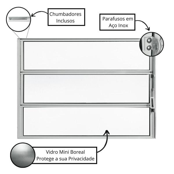 Imagem de Janela Alumínio Branco Vitro Basculante 3 Folhas Linha