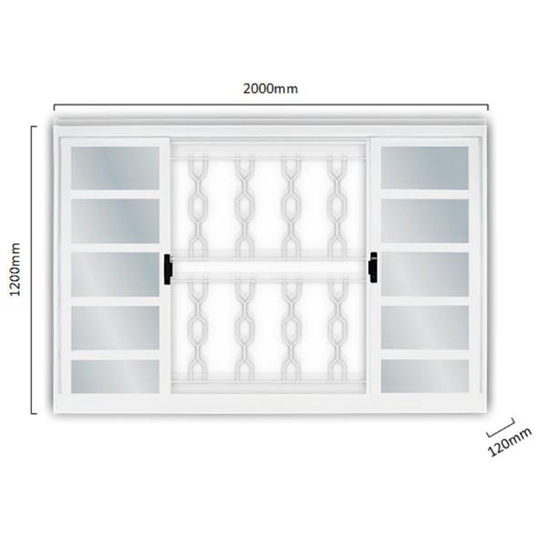 Imagem de Janela de Aço de Correr 120x200cm 4 Folhas com Grade Minas Sul MGM