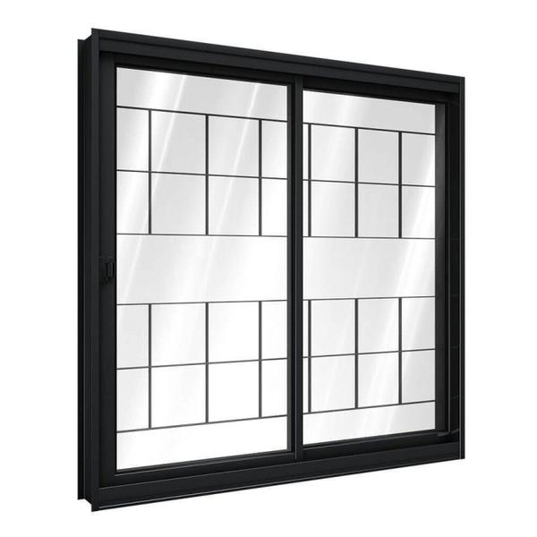 Janela de Aço de Correr Lateral 1 Folha Móvel e 1 Folha Fixa com Grade Quadrada 100x120cm Aço Pronto - Riobras Imagem de Janela de Aço de Correr Lateral 1 Folha Móvel e 1 Folha Fixa com Grade Quadrada 100x120cm Aço Pronto