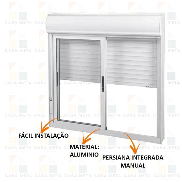 Imagem de Janela de Aluminio com Persiana Branco Manual Integrada 140x120cm - Alumasa