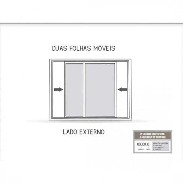 Imagem de Janela de Aluminío de Correr 100x150cm 2 Folhas Móveis com Grade e Vidro Lucasa Eccellente