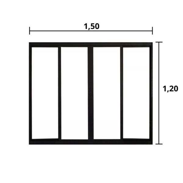 Imagem de Janela de Alumínio de Correr 120x150cm 4 Folhas Hale Esquadrias