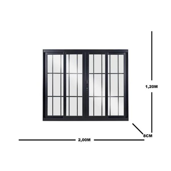 Imagem de Janela de Aluminio de Correr 120x200cm 4 Folhas com Vidro Liso Esquadrisul Preto