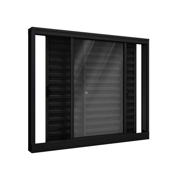 Janela de Alumínio Veneziana 100 x 150 x 10 cm Preto 3 Folhas Riobras Imagem de Janela de Alumínio Veneziana 100 x 150 x 10 cm Preto 3 Folhas Riobras