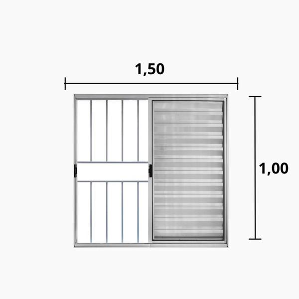 Imagem de Janela de Alumínio Veneziana 100x150cm 3 Folhas Grade Hale Esquadrias