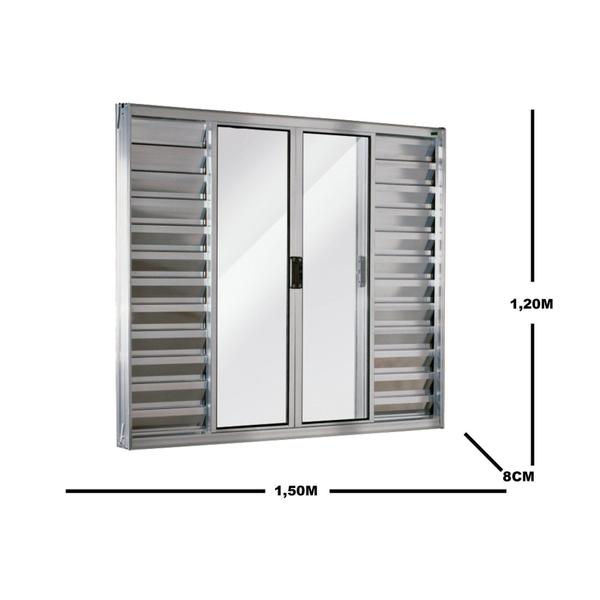Imagem de Janela de Alumínio Veneziana 120x150cm 6 Folhas Central Ecosul Esquadrisul