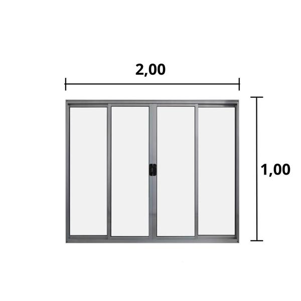 Janela de Correr 4 Folhas S/ Grade Aluminio Brilhante 1.00 x 2.00 Linha Modular - Hale Imagem de Janela de Correr 4 Folhas S/ Grade Aluminio Brilhante 1.00 x 2.00 Linha Modular - Hale