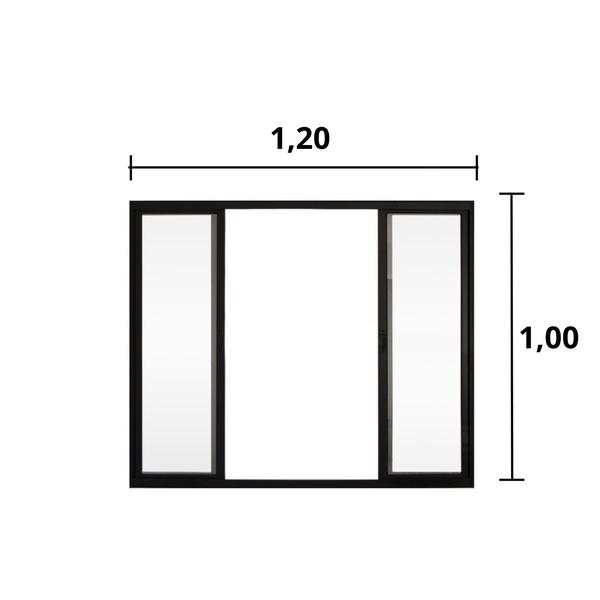 Imagem de Janela de Correr 4 Folhas S/Grade Alumínio Preto 1.00 x 1.20 Linha Modular - Hale