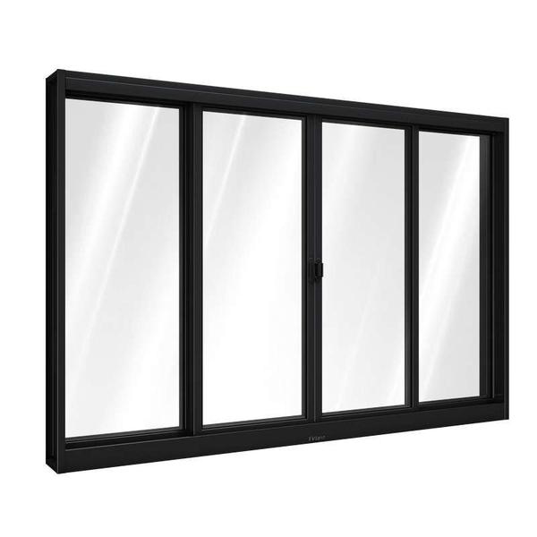 Janela de Correr de Aço 100 x 100 x 12 cm Preto 4 Folhas Riobras Pronta Imagem de Janela de Correr de Aço 100 x 100 x 12 cm Preto 4 Folhas Riobras Pronta