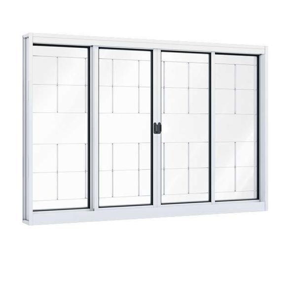 Janela de Correr de Aço 100 x 150 x 12 cm 4 Folhas Grade Quadrada Riobras Pronta Imagem de Janela de Correr de Aço 100 x 150 x 12 cm 4 Folhas Grade Quadrada Riobras Pronta