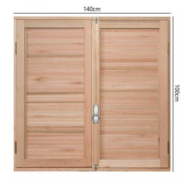 Janela de Madeira Veneziana 100x140cm Com Caixilho 12cm EWK 140 Rondosul Imagem de Janela de Madeira Veneziana 100x140cm Com Caixilho 12cm EWK 140 Rondosul