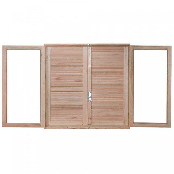 Janela de Madeira Veneziana 100x140cm Com Caixilho 12cm EWK 140 Rondosul Imagem de Janela de Madeira Veneziana 100x140cm Com Caixilho 12cm EWK 140 Rondosul