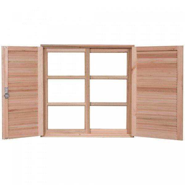 Janela de Madeira Veneziana 100x80cm Com Caixilho 12cm EWK 210 Rondosul Imagem de Janela de Madeira Veneziana 100x80cm Com Caixilho 12cm EWK 210 Rondosul